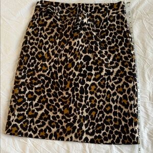 J. Crew Animal Print Midi Skirt - Black and Brown
